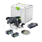 Festool HKC 55 EB-Basic Scie circulaire portative sans fil 18 V 160 mm Brushless + 2x batterie 8,0 Ah + chargeur rapide + Systainer