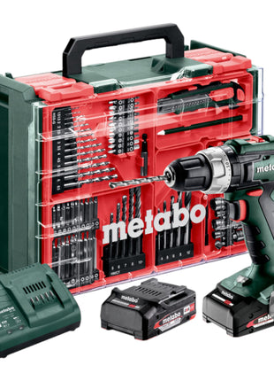 Metabo SB 18 L Set akumulatorowa wiertarko-wkrętarka udarowa 18 V 50 Nm ( 602317710 ) + 2x akumulator 2,0 Ah + ładowarka + 78-częściowy warsztat mobilny + walizka