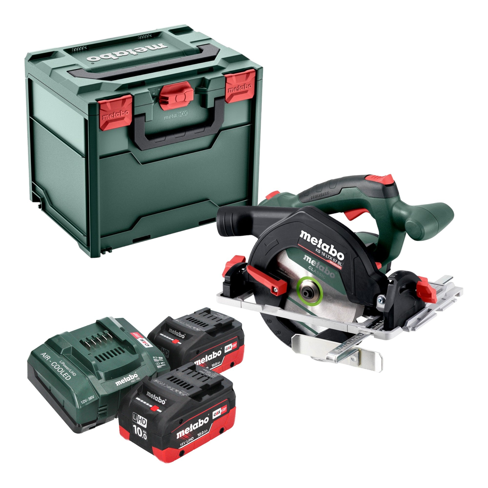 Metabo KS 18 LTX 57 BL Akku Handkreissaege 18 V 57 mm 2x LiHD Akku 10 0 Ah Ladegeraet Metabox 0 - toolbrothers