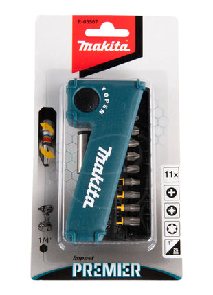 Zestaw bitów skrętnych Makita Impact Premier (E-03567) 11-częściowy 1/4" do klucza udarowego DTD 171/172