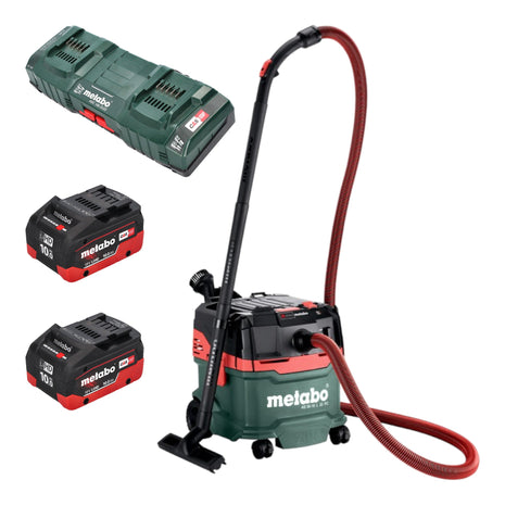 Metabo AS 36 18 L 20 PC bezprzewodowy odkurzacz do pracy na mokro/sucho 36 V ( 2x 18 V ) 20 L + 2x akumulator LiHD 10,0 Ah + podwójna ładowarka