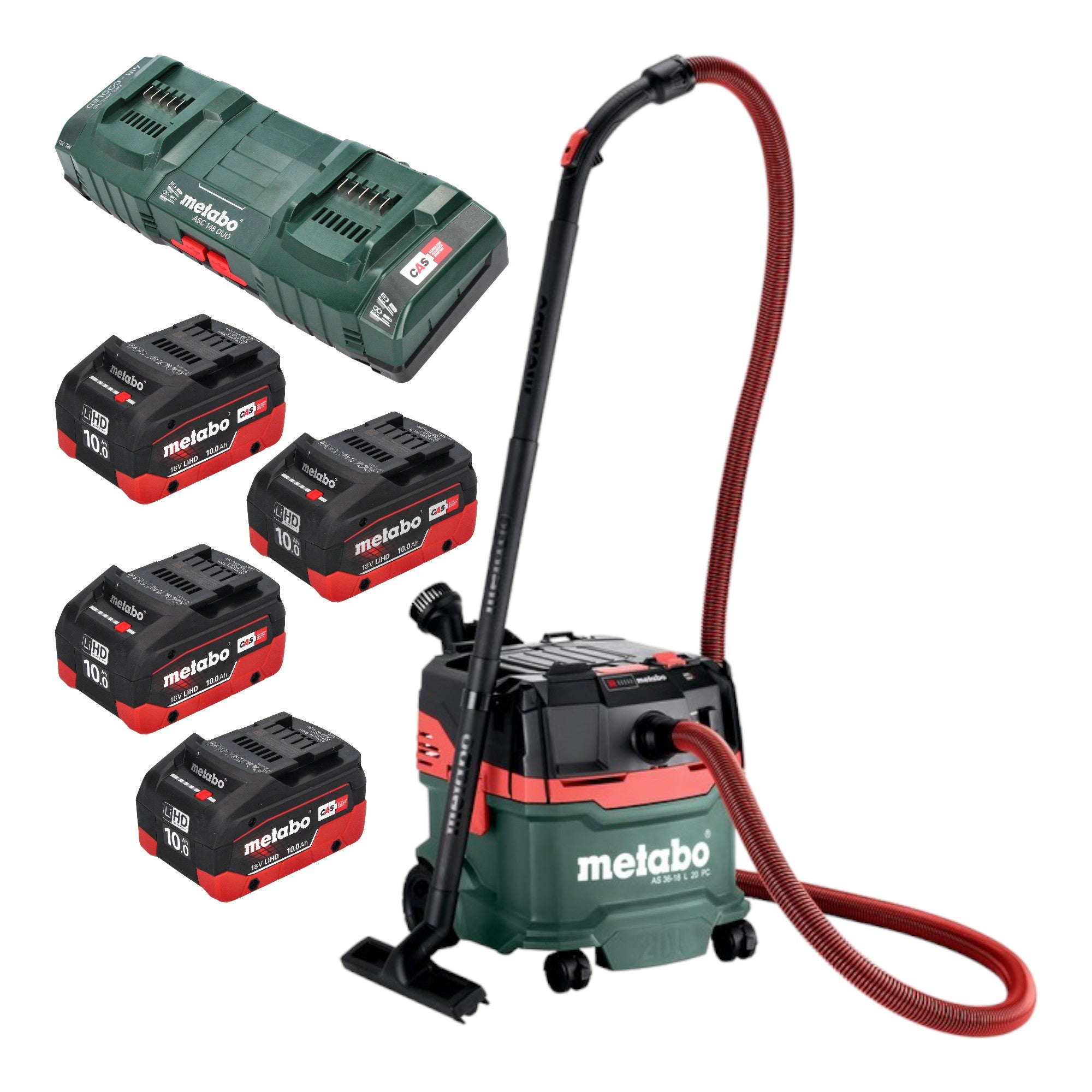 Metabo AS 36 18 L 20 PC Akku Nass Trocken Sauger 36 V 2x 18 V 20 L 4x LiHD Akku 10 0 Ah Doppelladegeraet 0 - toolbrothers