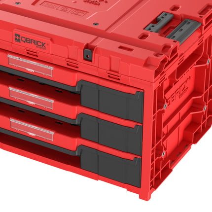 Qbrick System ONE Drawer 3 Toolbox 2.0 Red Ultra HD Toolbox 587 x 380 x 340 mm 27 l z trzema szufladami