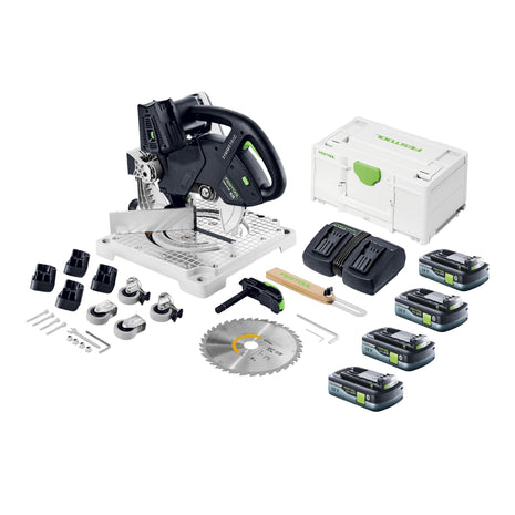 Festool SYMC 70 EB-Basic SYMMETRIC Scie à plâtre sans fil 36 V ( 2 x 18 V ) 216 mm + 4x batterie 4,0 Ah + chargeur double + Systainer