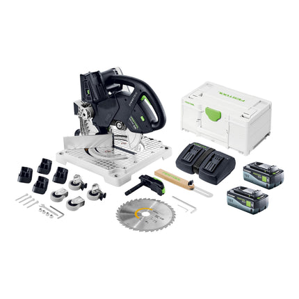 Festool SYMC 70 Basic SYMMETRIC akumulatorowa pilarka do formowania 36 V ( 2 x 18 V ) 216 mm + 2x akumulator 8,0 Ah + podwójna ładowarka + Systainer