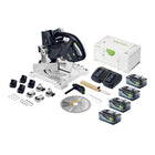 Festool SYMC 70 Basic SYMMETRIC akumulatorowa pilarka do formowania 36 V ( 2 x 18 V ) 216 mm + 4x akumulator 8,0 Ah + podwójna ładowarka + Systainer