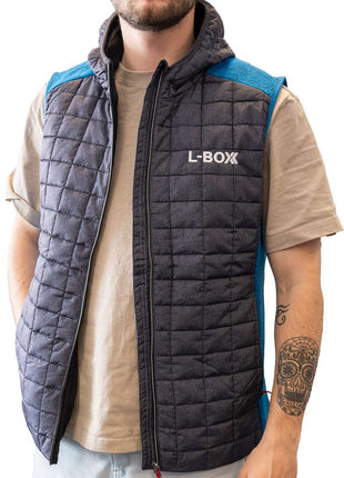 L-Boxx Herren Hybrid Strickfleece Gilet Weste - royal melange / anthracite melange Größe L