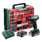 Metabo BS 18 Set Perceuse-visseuse sans fil 18 V 48 Nm ( 602207710 ) + 2x batterie 2,0 Ah + chargeur + 74 pièces d'atelier mobile + coffret