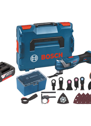 Bosch GOP 18V-34 Professional Battery Multi Cutter 18 V Starlock Plus + 1x batterie 3,0 Ah + 17 accessoires + L-Boxx - sans chargeur