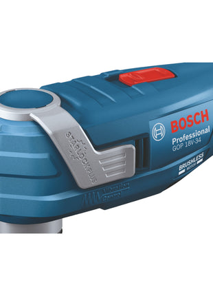 Bosch GOP 18V-34 Professional Akku Multi Cutter 18 V Starlock Plus + 1x Akku 4,0 Ah + 17 tlg. Zubehör + L-Boxx - ohne Ladegerät