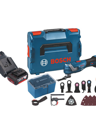 Bosch GOP 18V-34 Professional Cutter multifonctions sans fil 18 V Starlock Plus + 1x batterie 5,0 Ah + chargeur + 17 pces. d'accessoires + L-Boxx