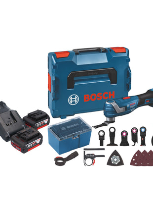 Bosch GOP 18V-34 Professional Akumulatorowa przecinarka wielofunkcyjna 18 V Starlock Plus + 2x akumulator 5,0 Ah + ładowarka + 17 akcesoriów + L-Boxx