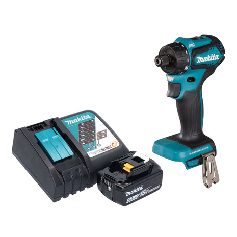 Makita DDF 083 RT1 akumulatorowa wiertarko-wkrętarka 18 V 40 Nm 1/4'' bezszczotkowa + 1x akumulator 5,0 Ah + ładowarka