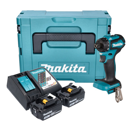 Makita DDF 083 RFJ akumulatorowa wiertarko-wkrętarka 18 V 40 Nm 1/4'' bezszczotkowa + 2x akumulator 3,0 Ah + ładowarka + Makpac