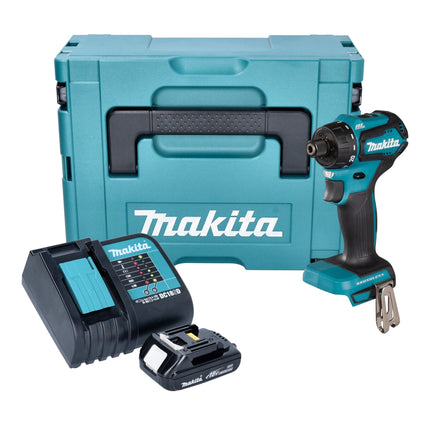 Makita DDF 083 SY1J akumulatorowa wiertarko-wkrętarka 18 V 40 Nm 1/4'' bezszczotkowa + 1x akumulator 1,5 Ah + ładowarka + Makpac