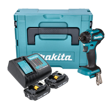 Makita DDF 083 SAJ akumulatorowa wiertarko-wkrętarka 18 V 40 Nm 1/4'' bezszczotkowa + 2x akumulator 2,0 Ah + ładowarka + Makpac