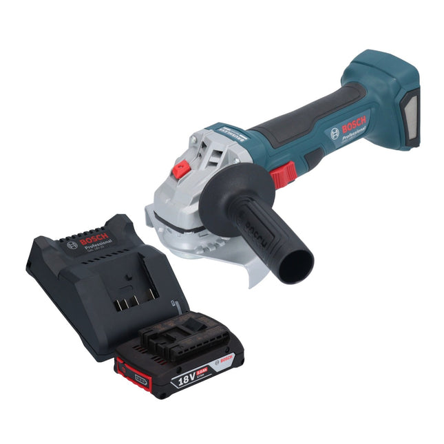 Bosch GWS 18V-7 Profesjonalna akumulatorowa szlifierka kątowa 18 V 125 mm bezszczotkowa + 1x akumulator 2,0 Ah + ładowarka