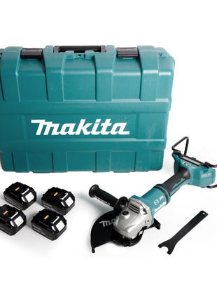 Makita DGA 901 T4KU2 Akku Winkelschleifer 36V ( 2x18V ) 230mm Brushless + 4x Akku 5,0Ah + Ezynut + Koffer - ohne Ladegerät - Toolbrothers