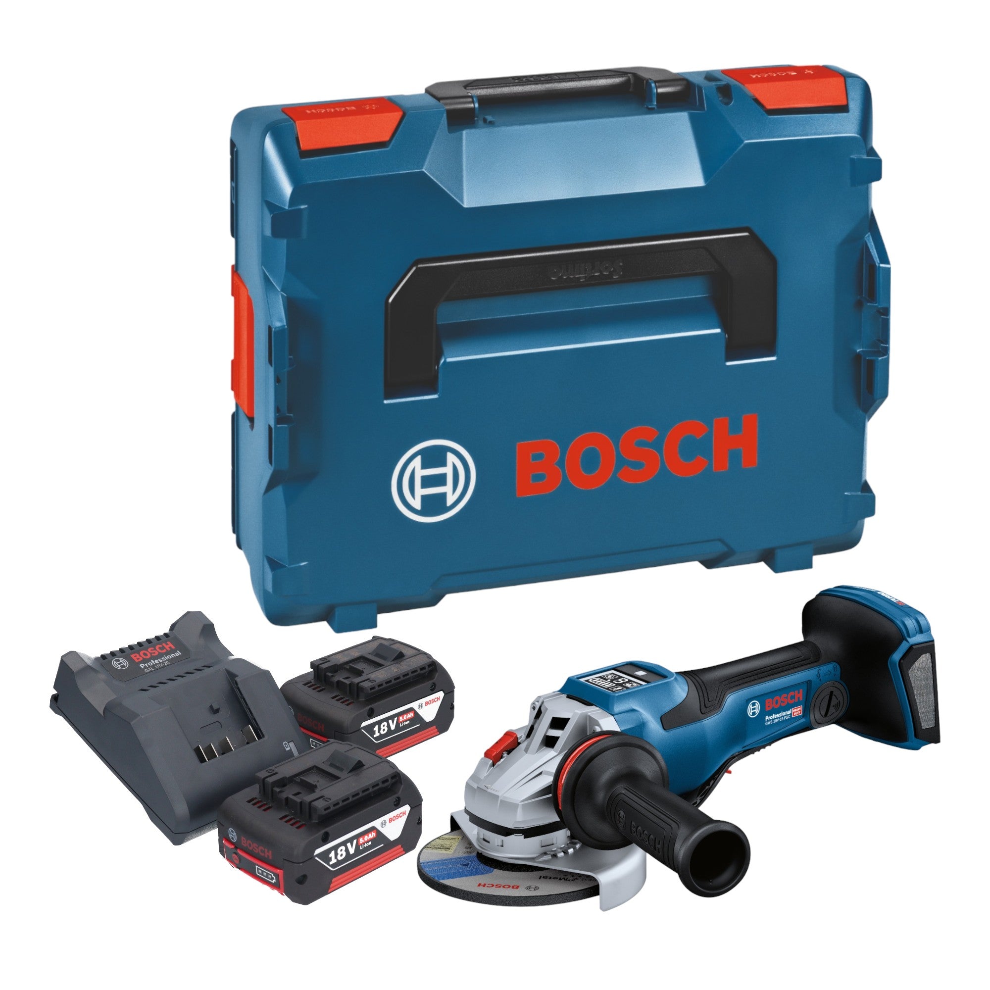 Bosch GWS 18V 15 PSC Professional Akku Winkelschleifer 18 V 125 mm BITURBO Brushless 2x Akku 5 0 Ah Ladegeraet L Boxx  0 - toolbrothers