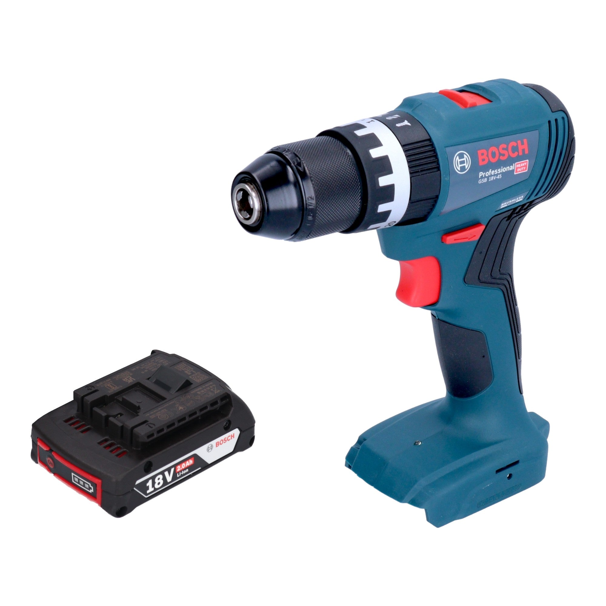 Bosch GSB 18V 45 Professional Akku Schlagbohrschrauber 18 V 45 Nm Brushless 1x Akku 2 0 Ah ohne Ladegeraet 0 - toolbrothers