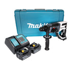 Makita DHR 202 STW akumulatorowa młotowiertarka 18 V 20 mm 2,0 J biała + 2x akumulator 5,0 Ah + ładowarka + walizka