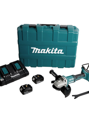 Makita DGA 900 PMKX2 Akku Winkelschleifer 36V ( 2x18V ) 230mm Brushless + 2x Akku 4,0Ah + Doppelladegerät + Ezynut + Koffer - Toolbrothers