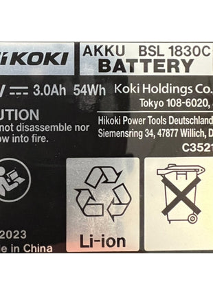 Hikoki BSL1830C 2x bloc batterie 18 V 3,0 Ah / 3000 mAh Li-ion ( 339783 )