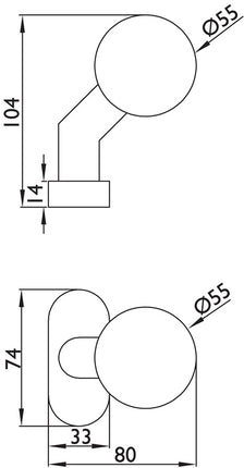 Gałka drzwiowa ramowa 2085 ( 3000267269 ) Materiał stal nierdzewna 60 stała-obrotowa