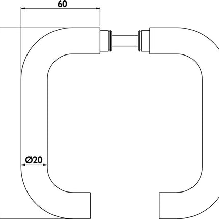 Para uchwytów do drzwi szklanych 1801 BASIC 01 ( 3000253951 ) Trzpień kwadratowy ze stali nierdzewnej 8 mm