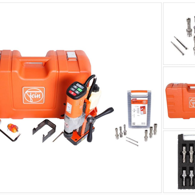 FEIN KBU 35 QW 1100 W Universal Magnet Kernbohrmaschine bis 35 mm im Koffer + Fein Best of Kernbohrer QuickIN Zubehörset 8 tlg. - Toolbrothers