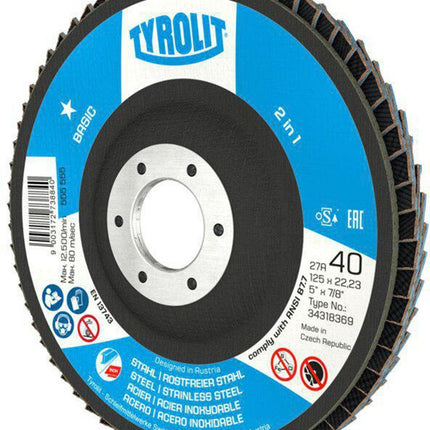 Tarcza listkowa Tyrolit BASIC ( 8000757509 ) Ø 125 mm ziarnistość 80 korbowana