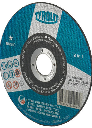 Disco de corte Tyrolit BASIC (8000756461) D125x2,5mm orificio recto 22,23 mm