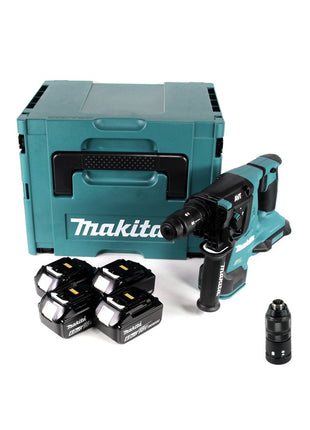 Makita DHR 281 G4J Brushless Akku Bohrhammer 28 mm 2x 18 V für SDS-PLUS mit Schnellwechselfutter im Makpac + 4x 6,0 Ah Akku - ohne Ladegerät - Toolbrothers