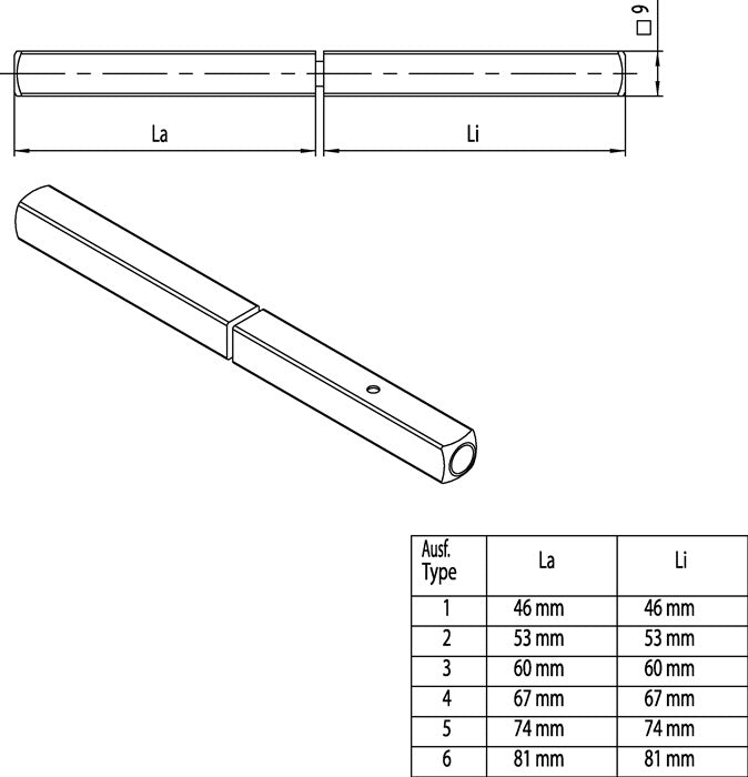 Kołek antypaniczny Ogro 120 FS SECURE ( 3000267147 ) kwadratowy 9 mm dzielony kołek pełny