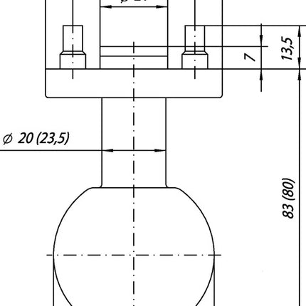 Ogro przeciwpożarowe pokrętło kulowe OGRO 3548/6500 AL FS ( 3000267128 ) aluminium F1 pełne skrzydło