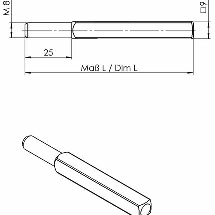 Ogro FS sworzeń wymienny OGRO 115 FS ( 3000267165 ) kwadrat 9 x 90 mm sworzeń pełny