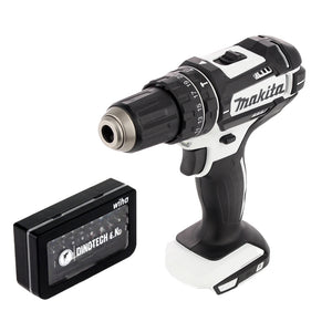 Makita DHP 482 ZW Akku Schlagbohrschrauber 18V 62Nm Solo + 31 tlg. Wiha Bit Set Dinotech Edition