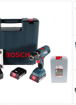 Bosch Professional GSR 18V-21 Akku Bohrschrauber 18V 55Nm + 2x Akku 2,0Ah + Ladegerät + Spiralbohrer Set + Bit Set + Koffer - Toolbrothers