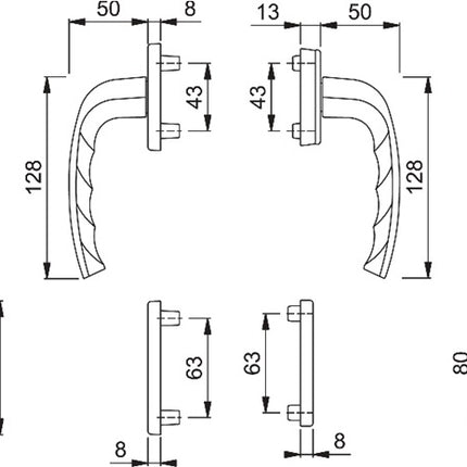 Zestaw balkonowy Hoppe New York 0810/961N/U10/... ( 3000203701 ) Aluminium F9016 Kwadrat 7 mm
