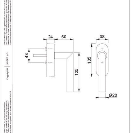 Klamka okienna Hoppe Amsterdam E0400/FR-408 ( 8000460411 ) stal nierdzewna 20-30 mm eKlamka okienna
