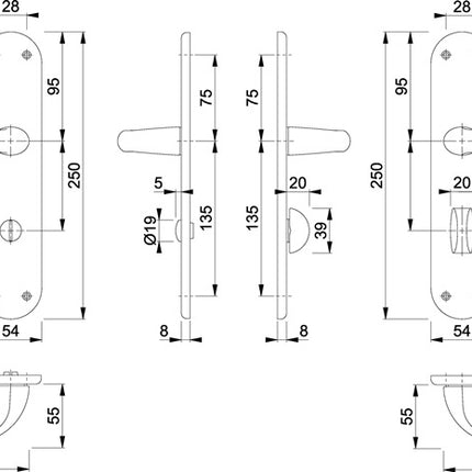 Zestaw renowacyjny Hoppe Tôkyô 1710/3334 ( 8000348501 ) Aluminium F1 odległość 78 mm