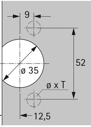 Hettich Topf zu Scharnier Selekta ( 8000611038 ) Topf TX 32 / 52x9