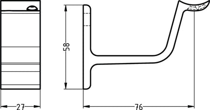 Wspornik poręczy Hermeta 3553 ( 3000283346 ) aluminiowy anodowany na srebrno zakrzywiony wspornik