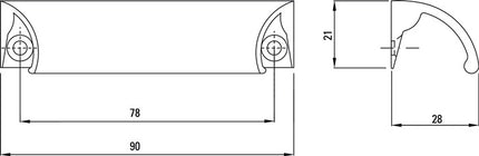 Uchwyt meblowy Hermeta ( 3000283372 ) pokryty czarnym tworzywem sztucznym