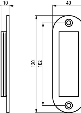 Carcasa de puerta corredera Hermeta (3000283375) aluminio con recubrimiento de polvo negro ovalada longitud 120 mm ancho 40 mm