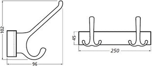 Hermeta Huthakenleiste 0822-0822 ( 3000283318 ) 2 Haken Ausladung 96 mm Höhe 102 mm