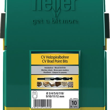 Zestaw wierteł krętych do drewna Heller CV (4000865118) 10-częściowy Maxxbox CV stal