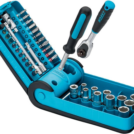 Zestaw kluczy nasadowych Hazet 856-1HP ( 8000753595 ) 38-częściowy 1/4 ″ Liczba zębów 90 sześciokątny