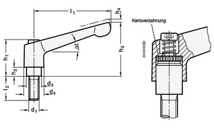 Regulowana dźwignia zaciskowa GN 300.1 ( 4601000453 ) d1 M 10 mm gwint zewnętrzny