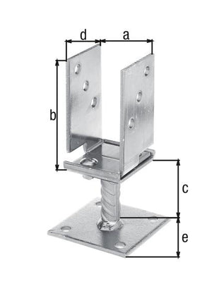 GAH Alberts U-Pfostenträger ( 8002651500 ) 71 - 131x110x70x100mm breitenverstellbar,zum Aufschrauben